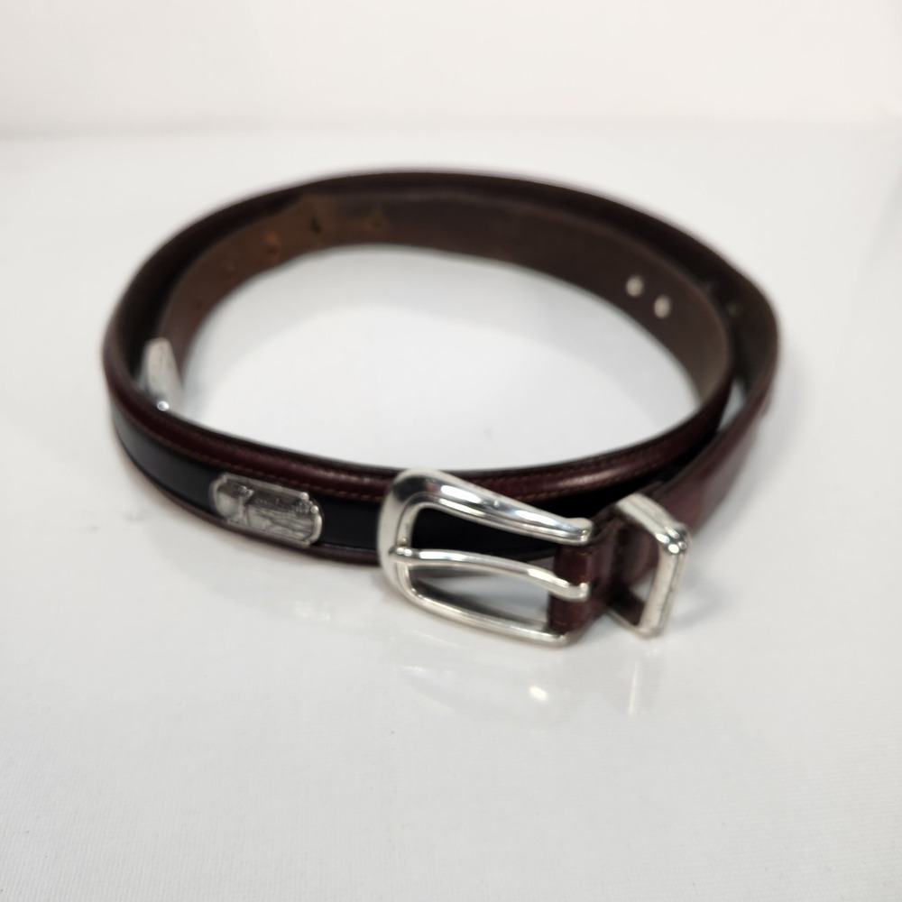 Onyx by Brighton Mens Golf Ornament Leather Belt Two-Tone Size 40 Brown Black‎